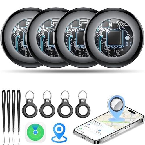 Smart Air Tags 4 Pack Negra, Bluetooth Localizador de Llaves...
