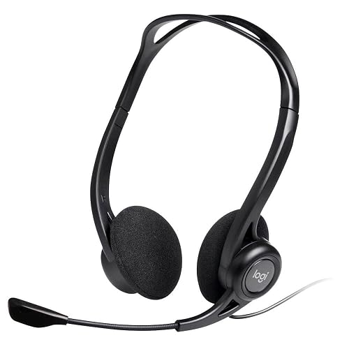 Logitech 960 Auriculares con Cable, Sonido Estéreo con Micrófono con Supresión de Ruido, USB, Peso Ligero, Controles Integ...