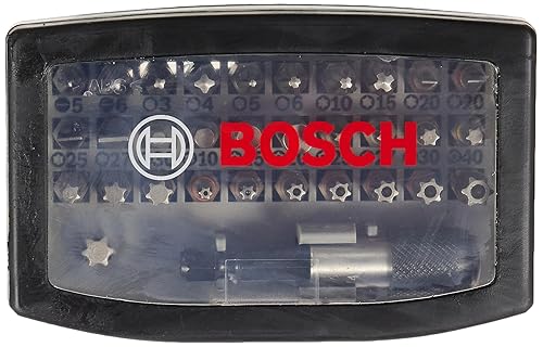 Bosch Professional Set de 32 unidades Punta de atornillar Extra Hard (Cruceta, Pozidriv, T-, Hex-, T-, TH-, S-Bit, Accesor...