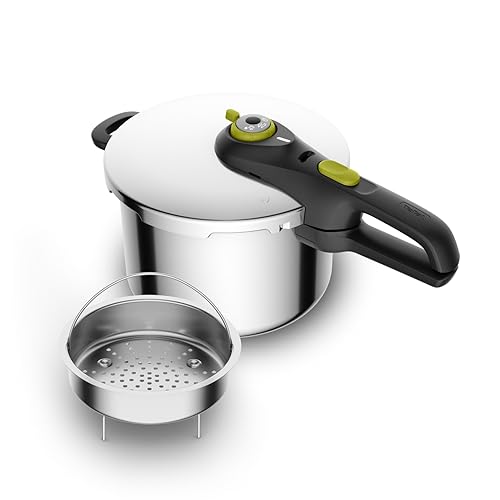 Tefal Secure 5 Neo - Olla a presión de 6L + Cestillo | Acero inoxidable, Cocción a presión, 2 Programas, sistema seguridad...