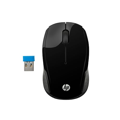 HP 200 - Ratón Inalámbrico (1000 dpi, Puerto USB, 2 Botones y Rueda de Desplazamiento, 12 Meses Duración Batería, Window...