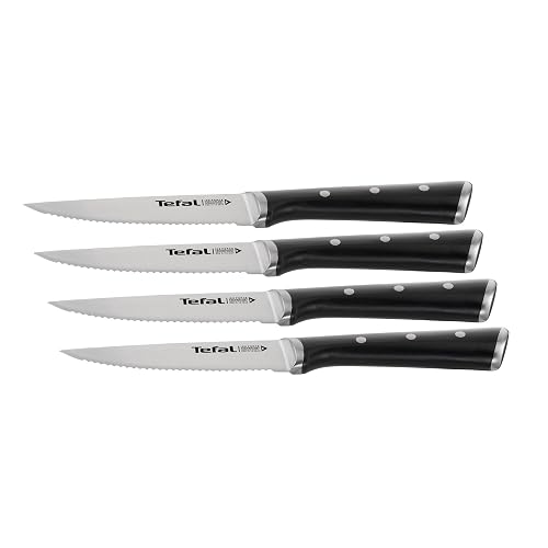 Tefal Ice Force - Set de 4 Cuchillos de carne, Acero inoxidable | Tecnología Ice Force -120°C, Hoja Resistente a la Corros...
