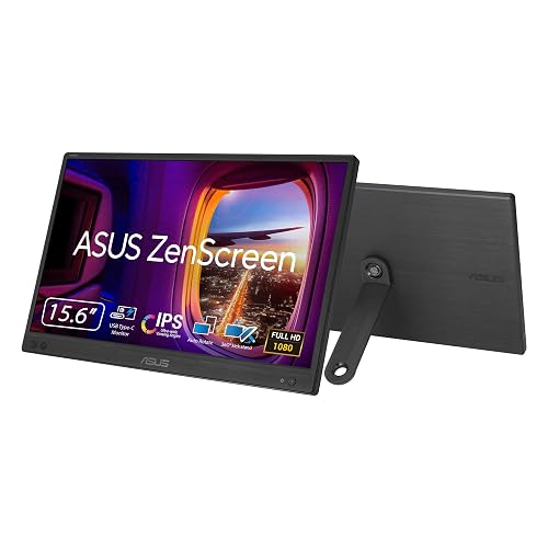 ASUS ZenScreen MB166CR - Monitor USB portátil de 16 Pulgadas, Full HD, IPS, USB Tipo-C, antiparpadeo, Filtro de luz Azul, ...