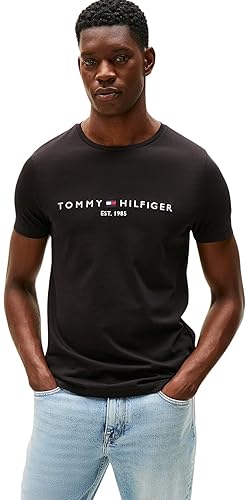 Tommy Hilfiger Camiseta de Manga Corta para Hombre Core Tommy Logo Cuello Redondo