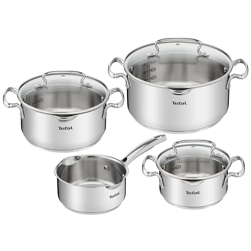 Tefal Duetto Plus - Juego de 4 Piezas + 3 Accesorios, Acero inoxidable | 3 Ollas 16/20/24 cm + Cazo 16 cm + 3 Tapas, Marca...