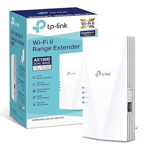 TP-Link RE500X - WiFi 6 Repetidor, AX1500 WiFi, Puerto Ethernet Gigabit 10/100/1000 Mbos, Compatible con Todos los Router...