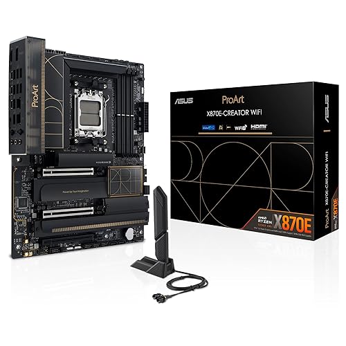ASUS ProArt X870E-CREATOR WiFi -Placa Base AMD X870E ATX, PCIe 5.0 x16 Compatible con GPU de última generación, 16+2+2 eta...