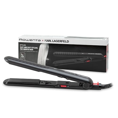 Rowenta x Karl Lagerfeld Extra Liss SF411L-Plancha de pelo con Recubrimiento de Keratina, Turmalina, pantalla LED, apagado...