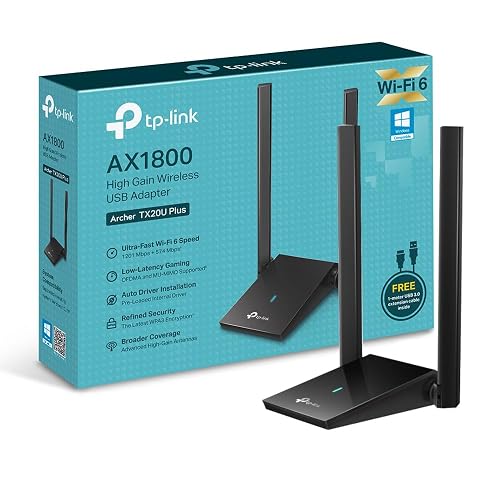 TP-Link Archer TX20U Plus - Adaptador WiFi 6 USB, AX1800 Doble Banda | Actualiza tu PC con WiFi 6. Configuración Fácil. Co...