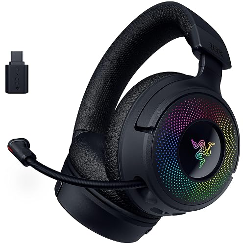 Razer Kraken V4 - Wireless Gaming Headset (3 Modes Connectivity, Triforce 40mm Drivers, 9-Zone RGB Earcup Lighting, Mix & ...