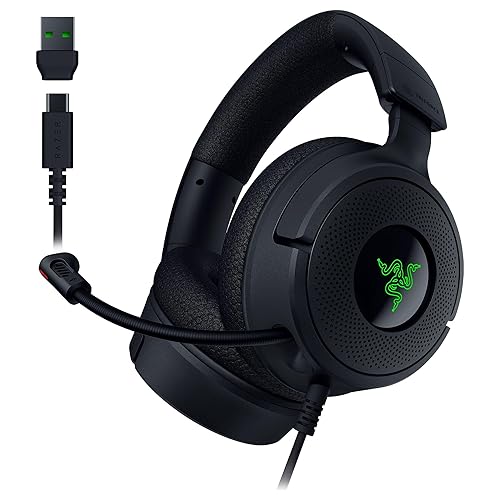 Razer Kraken V4 X - Wired PC Gaming Headset (Triforce 40mm Drivers, Retractable Cardioid Mic, 7.1 Surround Sound, Chroma R...