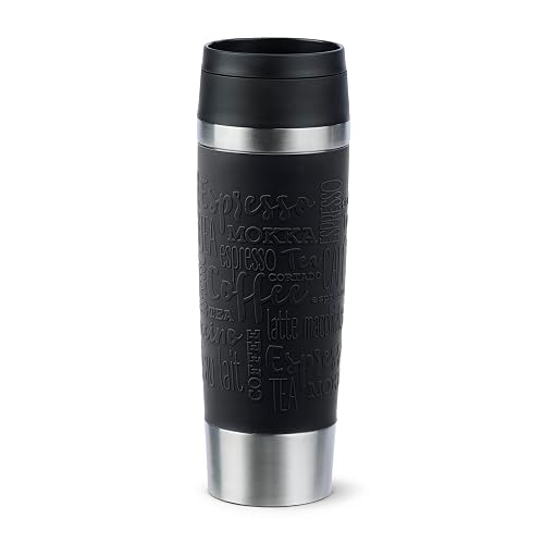 Tefal Classic, Taza de Viaje de 0,5L, Negra, Acero inoxidable | Tapa con cierre Quick Press, 360° para beber desde cualqui...