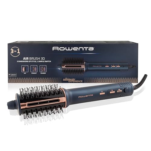 Rowenta Air Brush 3D Secador de Pelo y Cepillo de Aire Caliente 3 en 1, 3 Velocidades y 3 Temperaturas, Cambio Fácil, Mode...