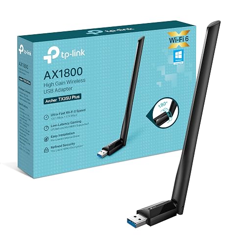 TP-Link Archer TX35U Plus - Adaptador WiFi USB, AX1800, 1800 Mbps, WiFi 6 | Actualiza tu PC con WiFi 6. Instalación Plug &...