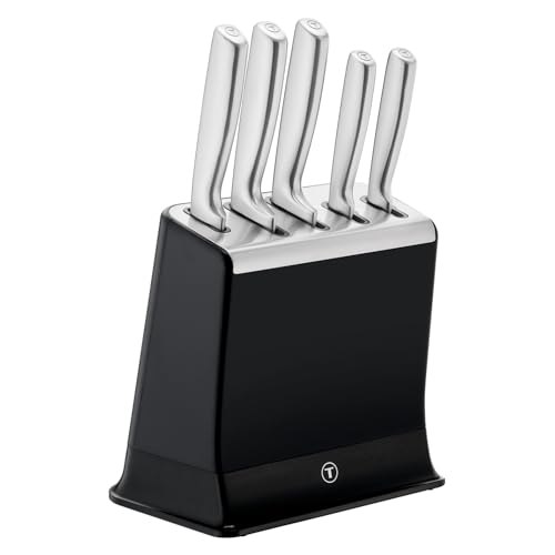 Tefal EverSharp, Set de 5 cuchillos, Bloque con afilador, Acero Inoxidable, Afilado duradero, K2976S04