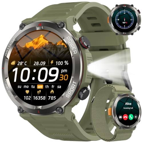 Reloj Inteligente Hombre, Smartwatch Hombre con Linterna