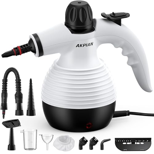 AKPIAN Limpiador A Vapor De Mano, Steam Cleaner Con 10 Accesorios